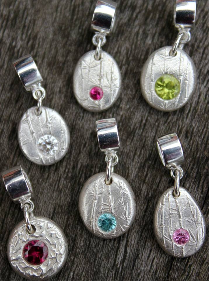 Solid silver birthstone pebble charms