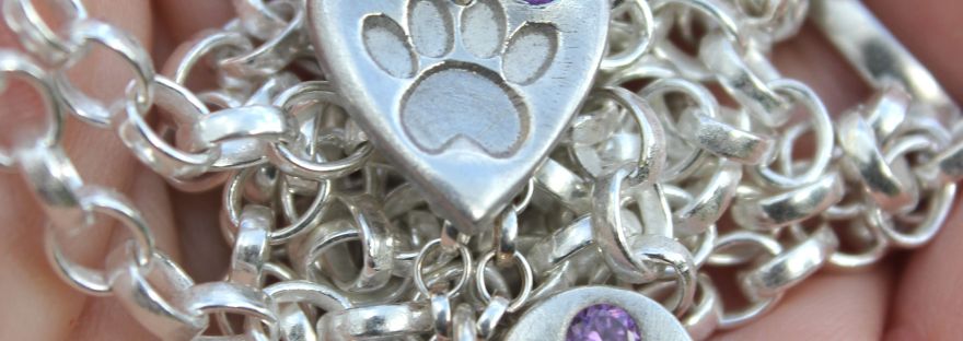 Birthstone paw pendant and birthstone pet charm