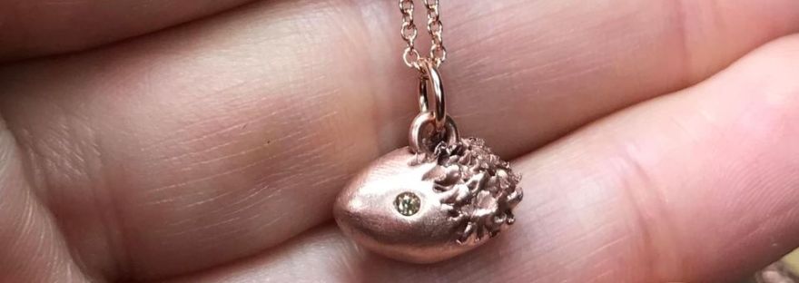 Copper hedgehog necklace, copper pendant